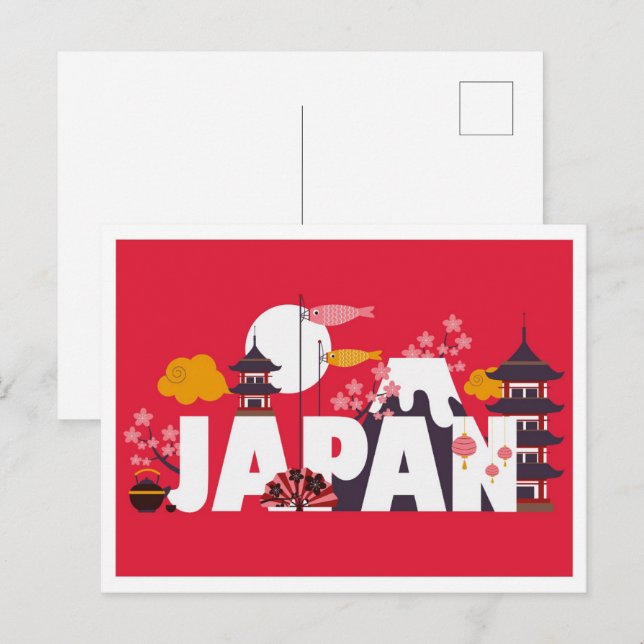 Tokyo Japan Vintage Art Illustration Travel Postcard (Front/Back)