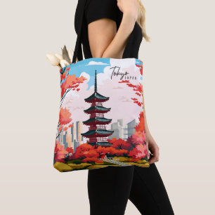 Tokyo Japan Vintage Art Travel Illustration Tote Bag