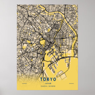 Tokyo - Japan Yellow City Map Poster