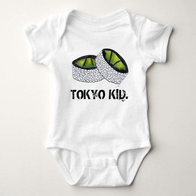Tokyo Kid Japan Japanese Food Avocado Sushi Roll Baby Bodysuit (Front)