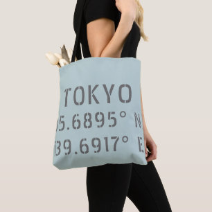 Tokyo Latitude & Longitude Tote Bag