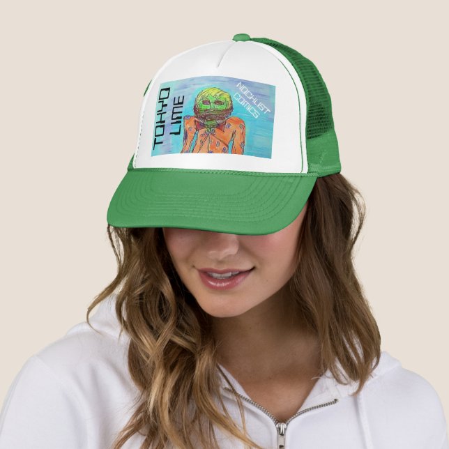 TOKYO LIME NOCKLIST COMICS TRUCKER HAT (In Situ)