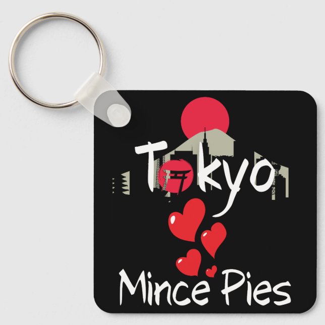 Tokyo Loves Mince Pies Cityscape Key Ring (Front)