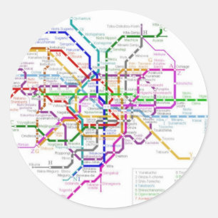 Tokyo Metro Map Classic Round Sticker