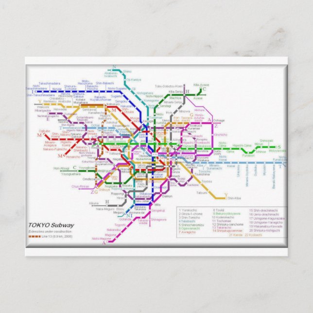 Tokyo Metro Map Postcard (Front)