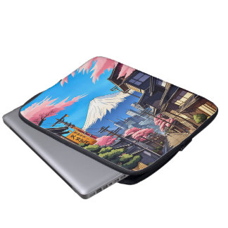 Tokyo Mt Fuji Stretched Canvas Print Laptop Sleeve