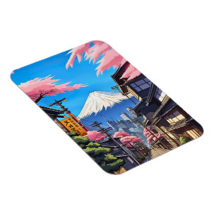 Tokyo Mt Fuji Stretched Canvas Print Magnet