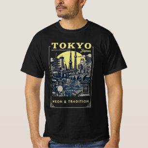Tokyo Neon & Tradition Vintage Japan Travel Poster T-Shirt