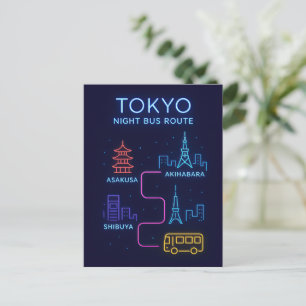 Tokyo Night Neon Postcard Japan Travel Souvenir