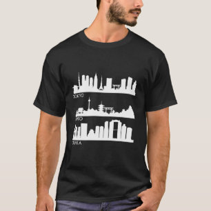 Tokyo Osaka Kyoto Japan Cities Skyline T-Shirt