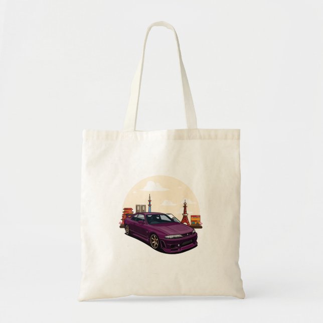 Tokyo Ride JDM Skyline R33 Car Tote Bag (Front)