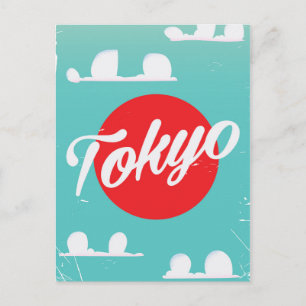 Tokyo rising sun vintage travel poster postcard