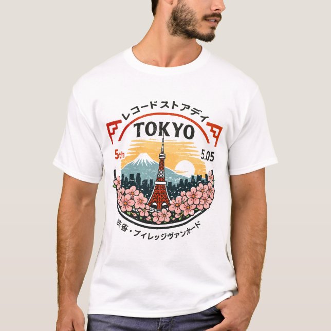 Tokyo Sakura Skyline T-Shirt (Front)