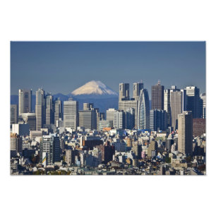 Tokyo, Shinjuku District Skyline, Mount Fuji, Photo Print