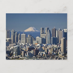 Tokyo, Shinjuku District Skyline, Mount Fuji, Postcard