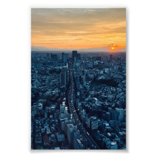 Tokyo Skyline bei Sonnenuntergang Urban City Photo Print