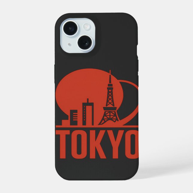 Tokyo Skyline Circle Design iPhone 15 Case (Back)