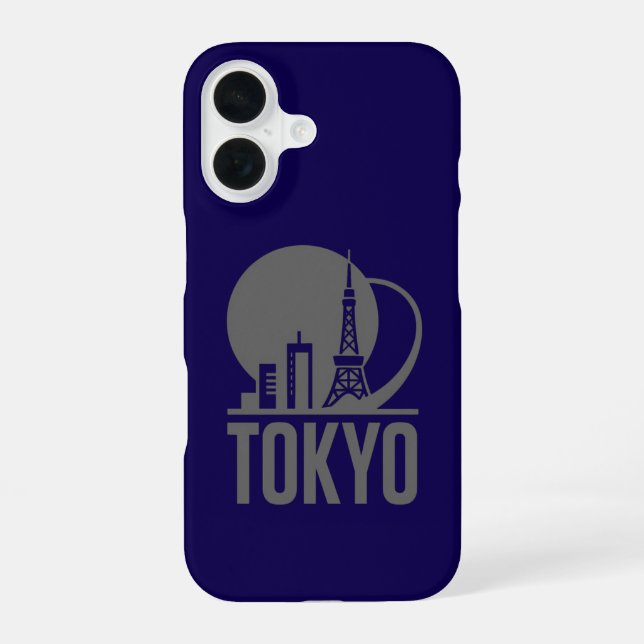 Tokyo Skyline Circle Design iPhone 16 Case (Back)