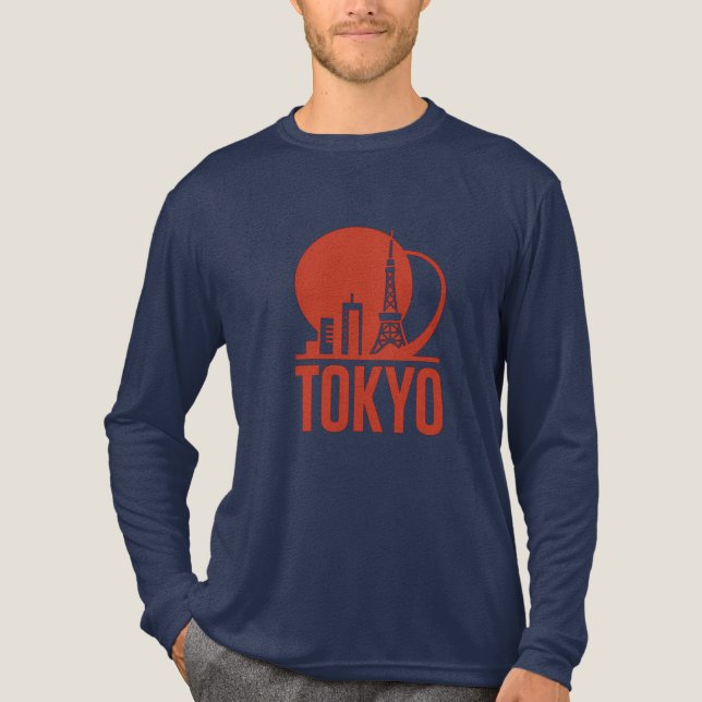 Tokyo Skyline Circle Design Tri-Blend Shirt (Front)