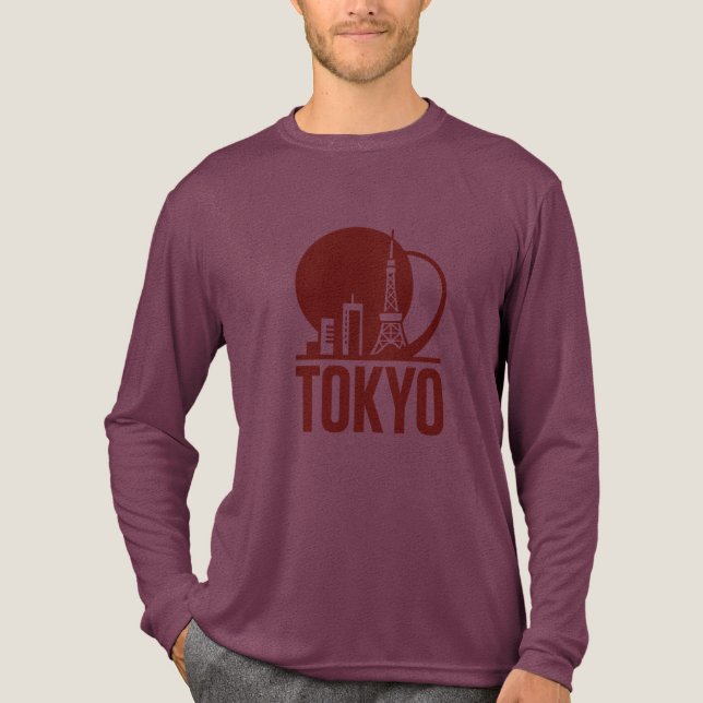 Tokyo Skyline Circle Design Tri-Blend Shirt (Front)