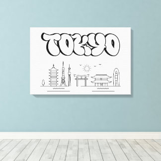 Tokyo Skyline Urban Graffiti Stretched Canvas art