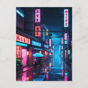 Tokyo Street At Night LoFi Art  Postcard