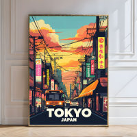 Tokyo Street Sunset-Vibrant Urban Japanese City