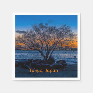 Tokyo Sunset, artistic photograph, Napkin