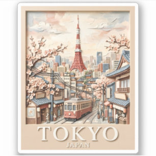 Tokyo Tower Japan Cityscape Sakura Vintage Travel
