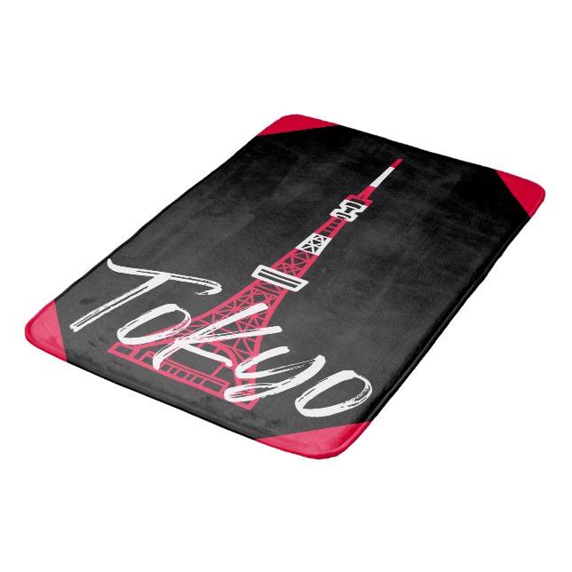 Tokyo Tower Sketch of Minato, Tokyo, Japan       Bath Mat (Angled)