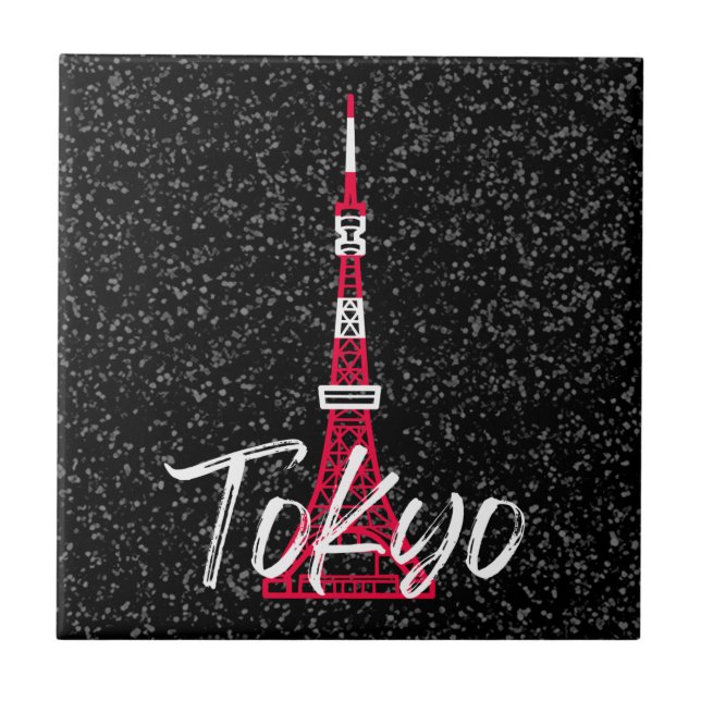 Tokyo Tower Sketch of Minato, Tokyo, Japan   Tile (Front)