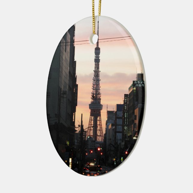 Tokyo Tower Sunrise 東京タワー日の出 Ceramic Tree Decoration (Left)