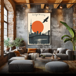 Tokyo Twilight - Minimalist Skyline Reflections Poster