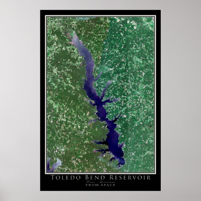 Toledo Bend Lake Texas - Louisiana Satellite Map Poster (Front)