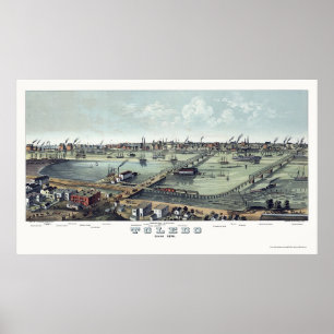 Toledo, OH Panoramic Map - 1876 Poster