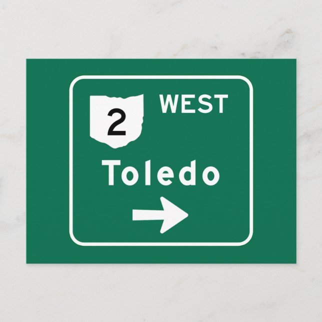 Toledo, OH Road Sign Postcard (Front)