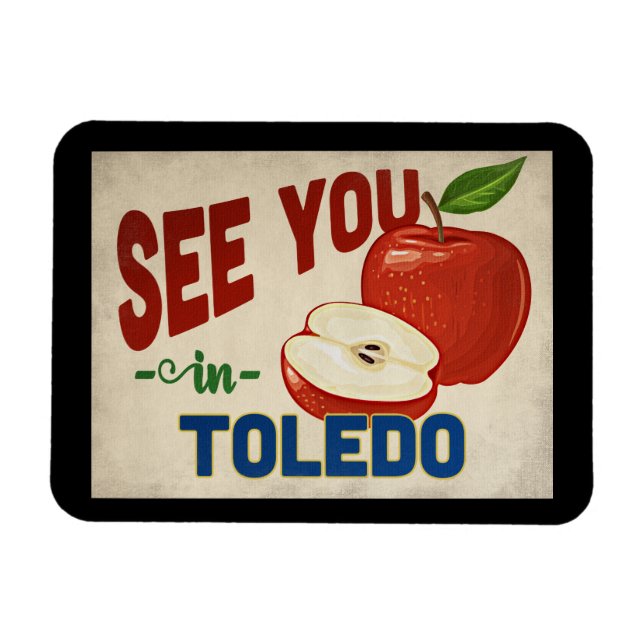 Toledo Ohio Apple - Vintage Travel Magnet (Horizontal)