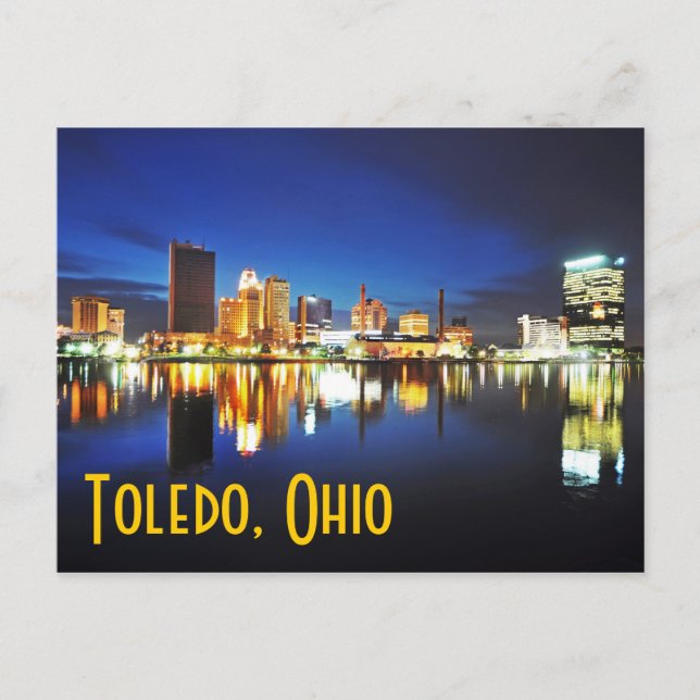 Toledo, Ohio at dusk Postcard (Front)