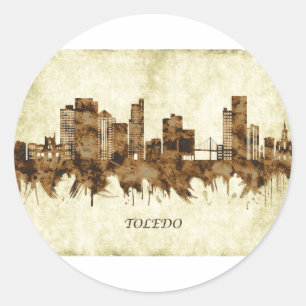 Toledo Ohio Cityscape Classic Round Sticker