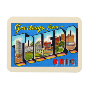 Toledo Ohio OH Vintage Large Letter Postcard Magnet