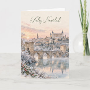 Toledo Puente San Martín Acuarela Navidad Holiday Card