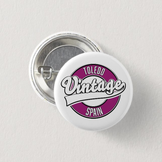 Toledo spain retro style logo 3 cm round badge (Front & Back)