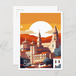 Toledo Spain vintage travel illustration Postcard