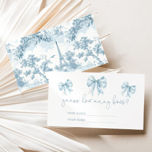 Tolie Blue French How many bows baby shower game Enclosure Card