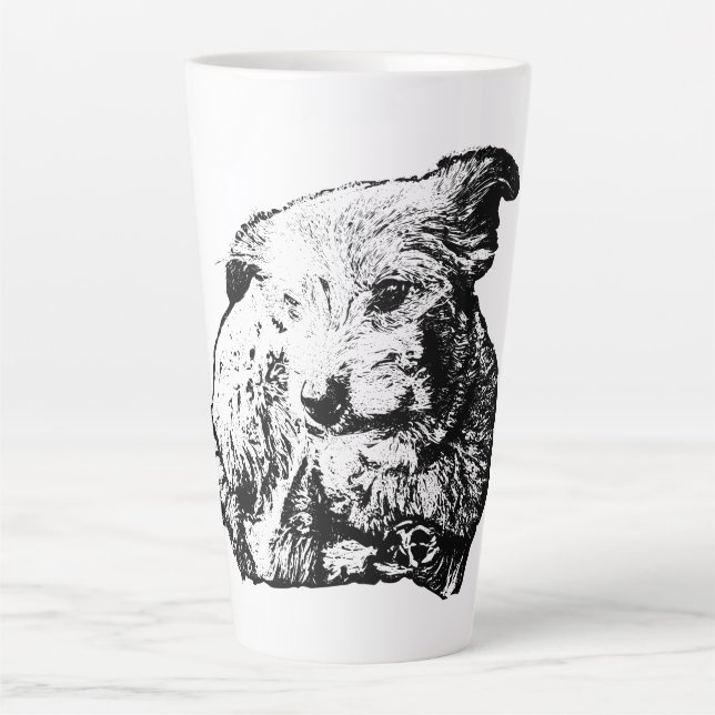 Toller Mix Lying Dog Black And White Mug (Front)