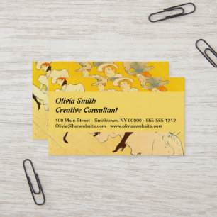Tolouse Lautrec Dancing Girls Yellow Business Card
