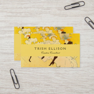 Tolouse Lautrec Dancing Girls Yellow Business Card