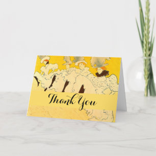 Tolouse Lautrec Dancing Girls Yellow Thank You Card