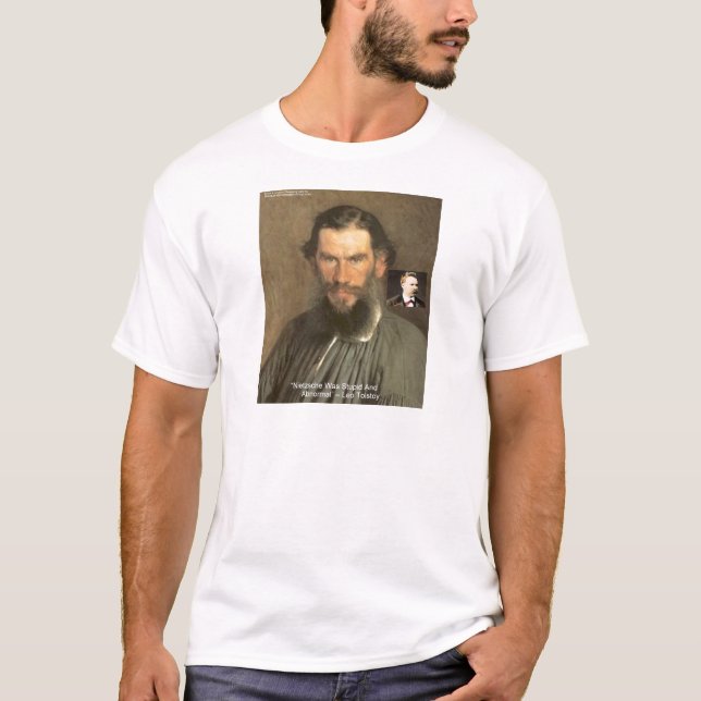Tolstoy "Nietzsche = Stupid" Quote Gifts Tees Etc (Front)