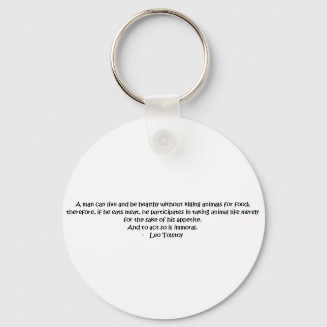 Tolstoy vegetarian quote key ring (Front)
